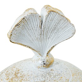 Joyero Resina Blanco/Dorado Hoja Ginkgo Ø10,5x13 cm | Decoración