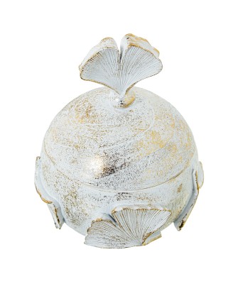 Joyero Resina Blanco/Dorado Hoja Ginkgo Ø10,5x13 cm | Decoración