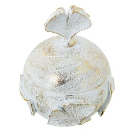 Joyero Resina Blanco/Dorado Hoja Ginkgo Ø10,5x13 cm | Decoración