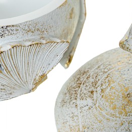 Joyero Resina Blanco/Dorado Hoja Ginkgo Ø10,5x13 cm | Decoración