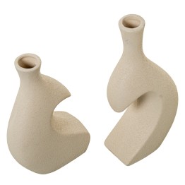 Set 2 Jarrones Cerámica Corazón Modernos Crudo 24cm - Nova Decoración