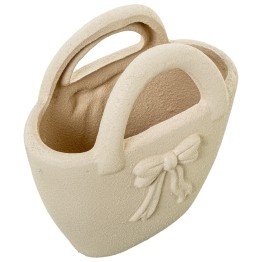 Cesto Cerámica Decorativo con Lazo 17x10x19cm - Nova Decoración
