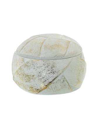 Joyero de Resina Blanco/Dorada Redondo Ø11,5x8 cm | Comprar Online