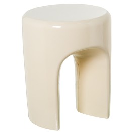 Mesa Auxiliar Fibra de Vidrio Crema Brillo 35x35x43cm