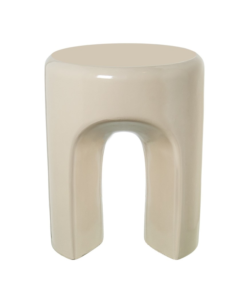 Mesa Auxiliar Fibra de Vidrio Crema Brillo 35x35x43cm