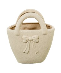 Cesto Cerámica Decorativo con Lazo 17x10x19cm - Nova Decoración