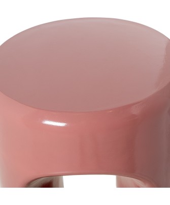 Mesa Auxiliar Fibra de Vidrio Rosa Brillo 35x35x43cm