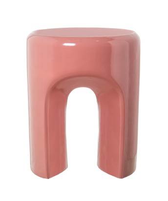 Mesa Auxiliar Fibra de Vidrio Rosa Brillo 35x35x43cm