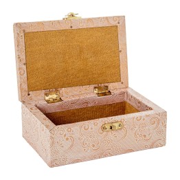 Joyero de Metal Blanco y Oro con Arabescos (15x10x6cm)