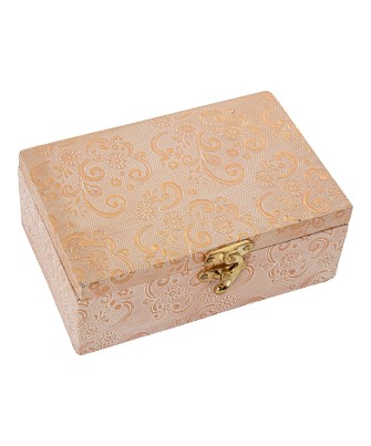 Joyero de Metal Blanco y Oro con Arabescos (15x10x6cm)
