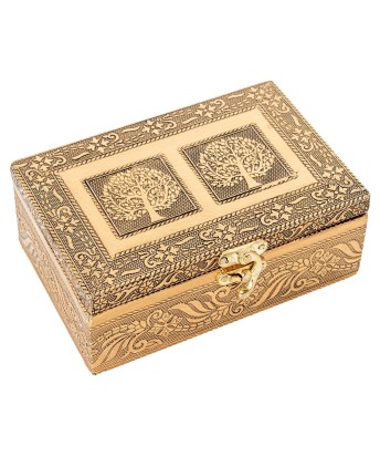 Joyero de Metal Dorado Árbol de la Vida (15x10x6cm)