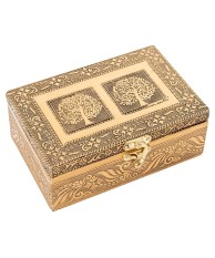 Joyero de Metal Dorado Árbol de la Vida (15x10x6cm)