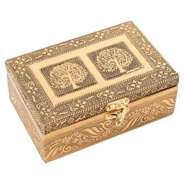 Joyero de Metal Dorado Árbol de la Vida (15x10x6cm)