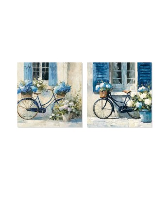 Set 2 Cuadros Lienzo Bicicletas 40x40cm | Pintado a Mano