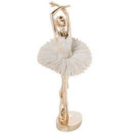 Figura Bailarina De Ballet Decorativa Beige y Dorado | 25,5cm