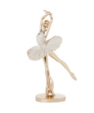 Figura Bailarina De Ballet Decorativa Beige y Dorado | 25,5cm