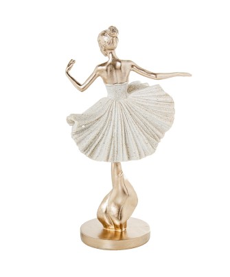Figura Bailarina Danza Ballet Beige y Dorado | 25cm