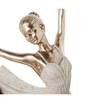 Figura Bailarina Ballet en Extensión Beige y Dorado | 28,5cm