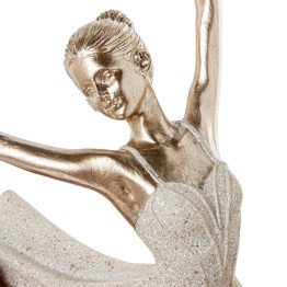 Figura Bailarina Ballet en Extensión Beige y Dorado | 28,5cm