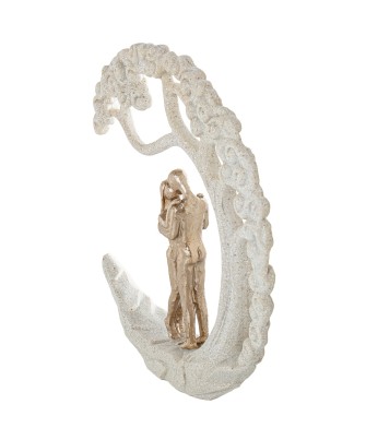 Figura Pareja Bajo Árbol De La Luna Beige y Dorado | 21cm