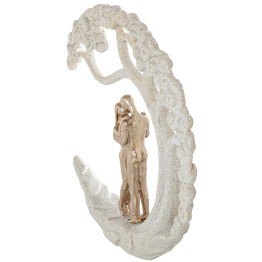 Figura Pareja Bajo Árbol De La Luna Beige y Dorado | 21cm