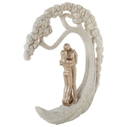 Figura Pareja Bajo Árbol De La Luna Beige y Dorado | 21cm