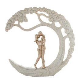 Figura Pareja Bajo Árbol De La Luna Beige y Dorado | 21cm