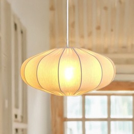 Lámpara Techo Algodón Blanco y Hierro Ø40x18cm | E27