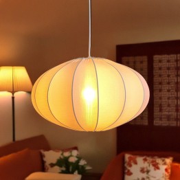 Lámpara Techo Globo Algodón Blanco y Hierro 40x24cm | E27