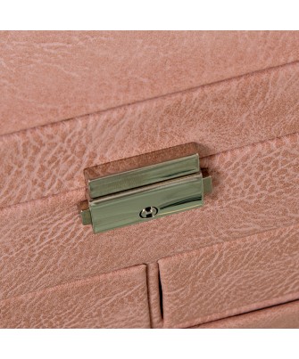 Joyero Polipiel Rosa Con Cajones y Espejo | 25x19x16cm