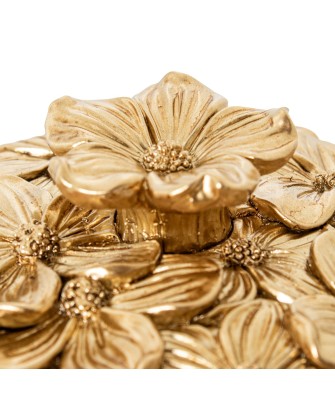 Joyero de Resina Dorado Flores 10x7,5cm - Nova Decoración
