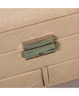 Joyero Polipiel Beige Con Cajones y Espejo | 25x19x16cm