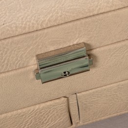 Joyero Polipiel Beige Con Cajones y Espejo | 25x19x16cm