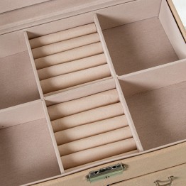 Joyero Polipiel Beige Con Cajones y Espejo | 25x19x16cm