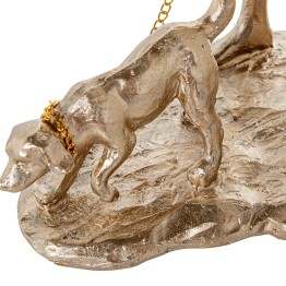Figura de Resina Familia con Perro Beige y Oro 26,5cm