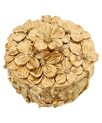 Joyero de Resina Dorado Flores 10x7,5cm - Nova Decoración