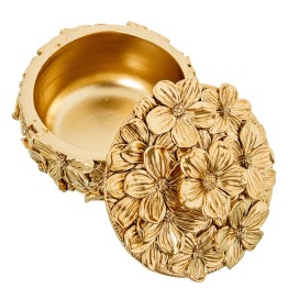 Joyero de Resina Dorado Flores 10x7,5cm - Nova Decoración