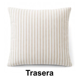 Cojín de Rayas Doble Cara Beige y Blanco 45x45 cm