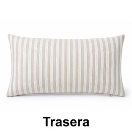 Cojín Riñonero de Rayas Beige y Blanco 30x50 cm