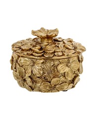 Joyero de Resina Dorado Flores 10x7,5cm - Nova Decoración