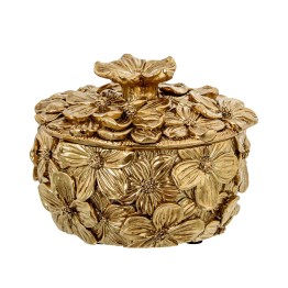 Joyero de Resina Dorado Flores 10x7,5cm - Nova Decoración