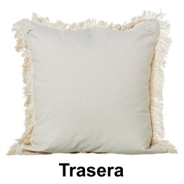 Cojín con Flecos Beige Decorativo 42x42 cm