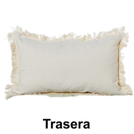 Cojín Riñonero con Flecos Beige Decorativo 30x50 cm