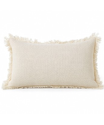 Cojín Riñonero con Flecos Beige Decorativo 30x50 cm